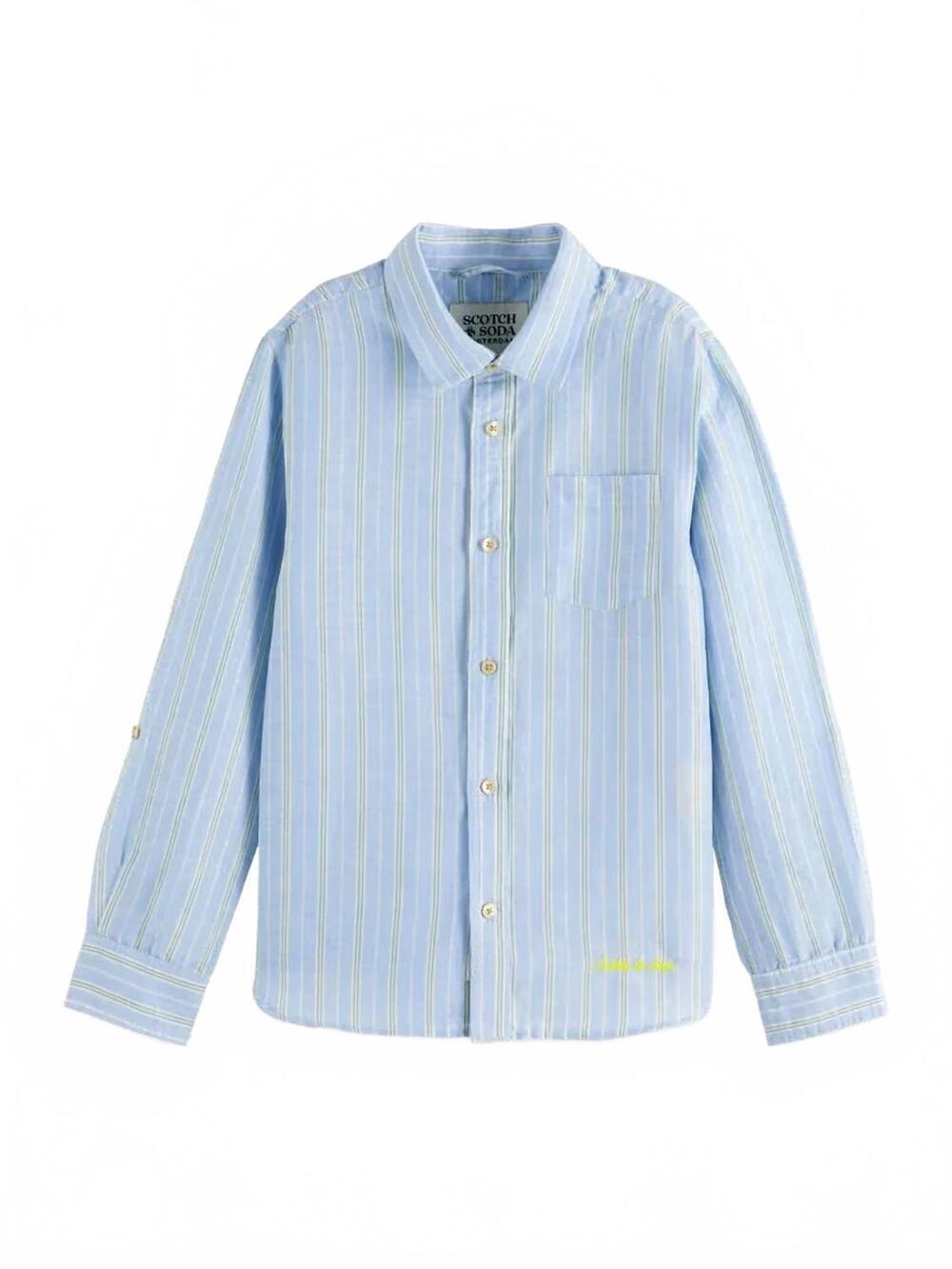 NEW SCOTCH & SODA boys' yarn-dyed shirt in blue